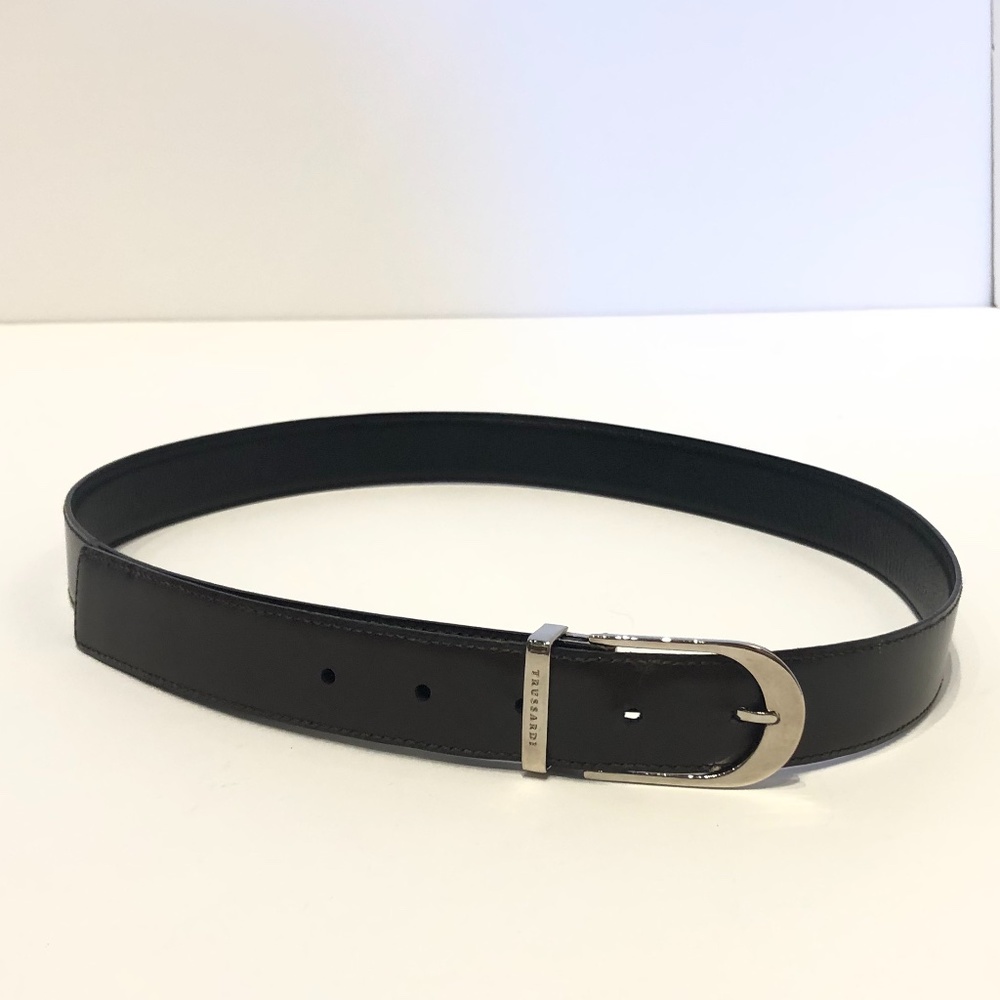 Trussardi Black / Brown Leather Buckled Belt Italy